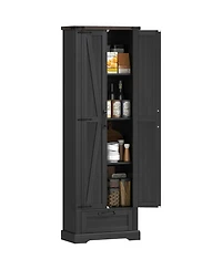 Homcom 71" Kitchen Pantry, Farmhouse Storage Cabinet with Barn Doors