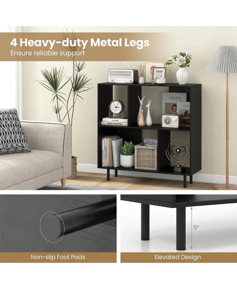 Slickblue Open Shelf Bookcase with 4 Compartments Storage Display