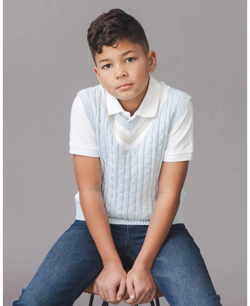 Hope and Henry Little and Big Boys' Organic V-Neck Cricket Sweater Vest