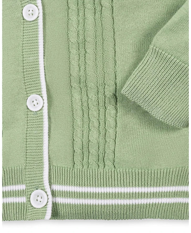Hope & Henry Boys Hope and Henry Organic Cable Cardigan Sweater with Tipping