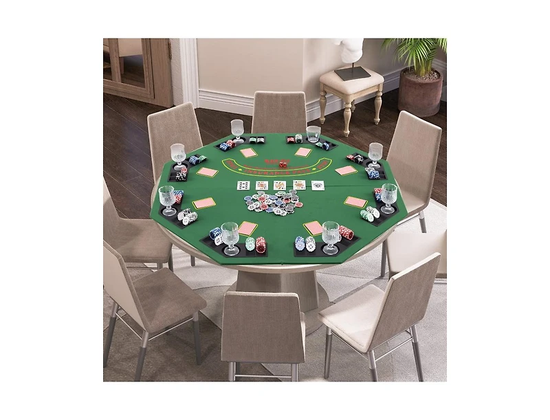 Hongge 48 Inch 8-Player Foldable Poker Table Top with Carrying Bag and Cup Holders
