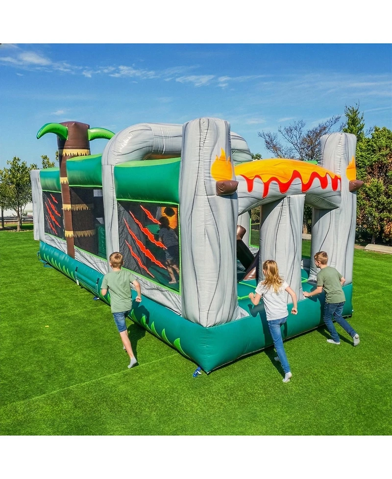 HeroKiddo T-Rex Adventure 20 Inflatable Obstacle Course – Dinosaur Theme, Commercial Grade Pvc Vinyl, Fun Backyard Challenge for kids