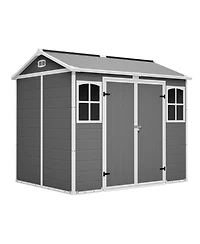 Mondawe 8' x 6' Outdoor Plastic Storage Shed with Floor and Lockable Doors for Garden Tools