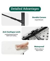Decksplore 6FT Folding Plastic Utility Table with Carry Handle for Indoor & Outdoor Use