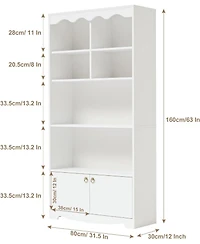 gaomon 5 Tier Bookshelf with Doors, 63 Inch Tall Bookshelves and Bookcases, Modern Wood Book Shelf, Freestanding Display Shelf Storage Organizer
