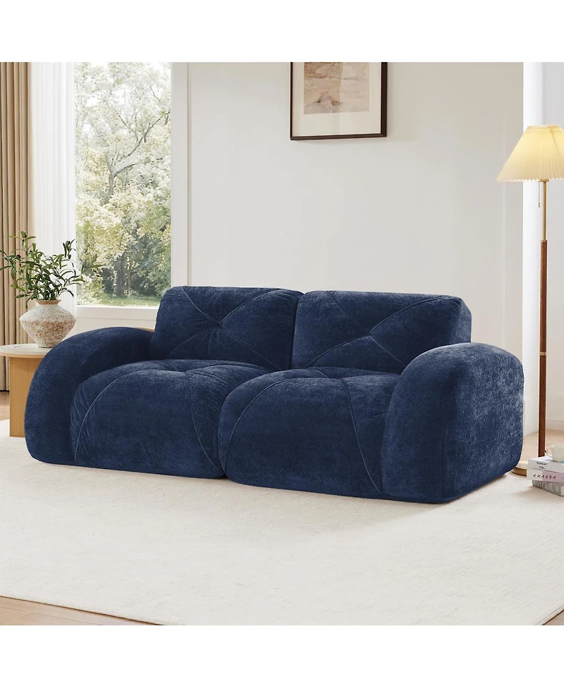 Streamdale Furniture Streamdale Blue 2-Seater Tufted Velvet Sofa with Anti-Slip Design