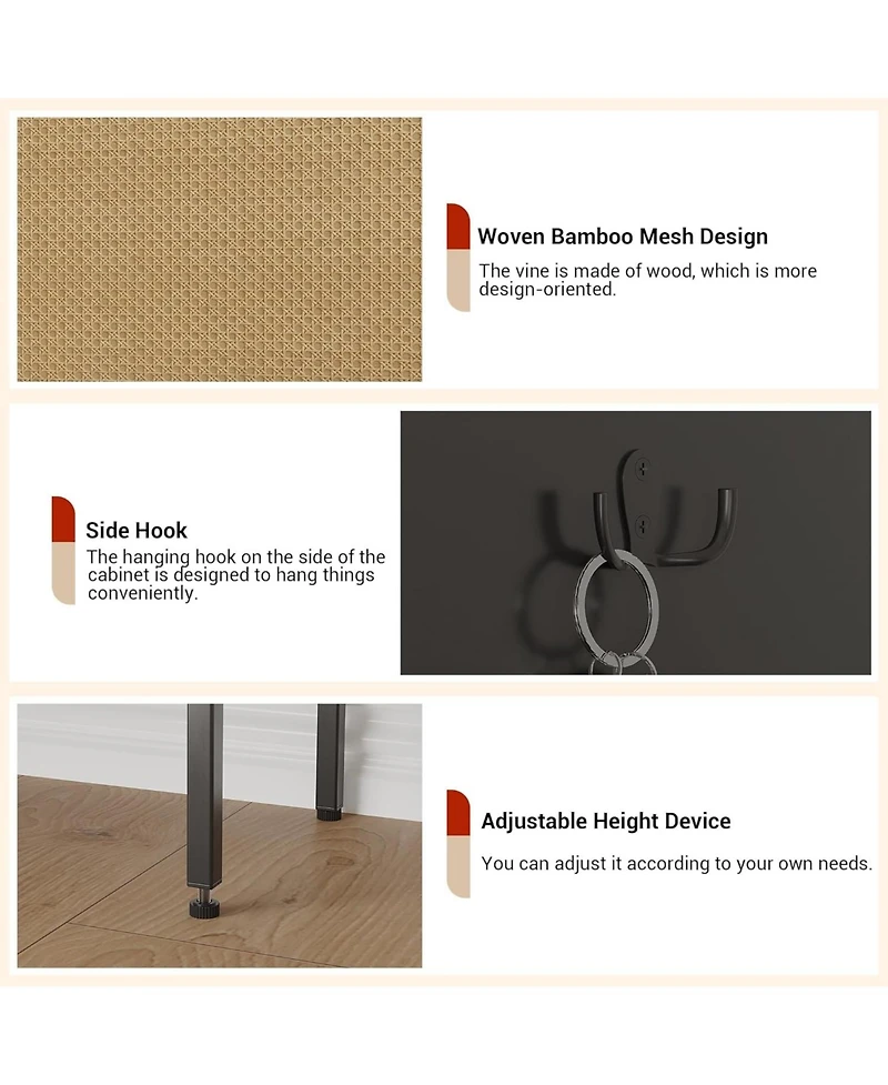 gaomon Rattan Shoe Cabinet Storage Flip Drawers Top Hooks Doors Adjustable Shelves Tall Thin Closet Organizer