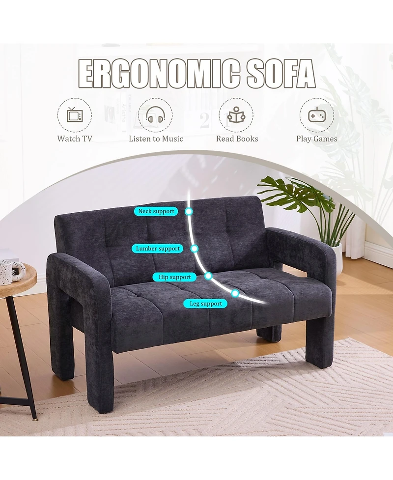 Boyel Living Modern Double Armchair Room & Bedroom Compact Upholstered Sofa Leisure Comfortable Seating with Dual Armrests