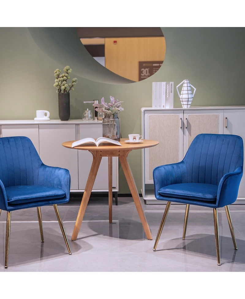 Boyel Living Velvet Dining Chair Modern Mid-Back Accent Chairs with Gold Plated Legs, Upholstered for Room