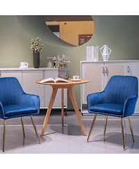Boyel Living Velvet Dining Chair Modern Mid-Back Accent Chairs with Gold Plated Legs, Upholstered for Room