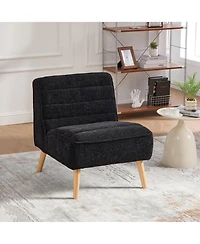 Boyel Living Modern Armless Accent Chair with Metal Legs, Velvet Upholstered Small for Room, Bedroom and Office