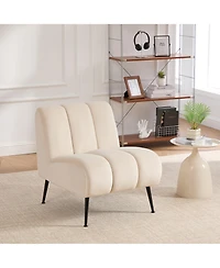 Boyel Living Modern Armless Accent Chair with Metal Legs, Velvet Upholstered Small for Room, Bedroom and Office