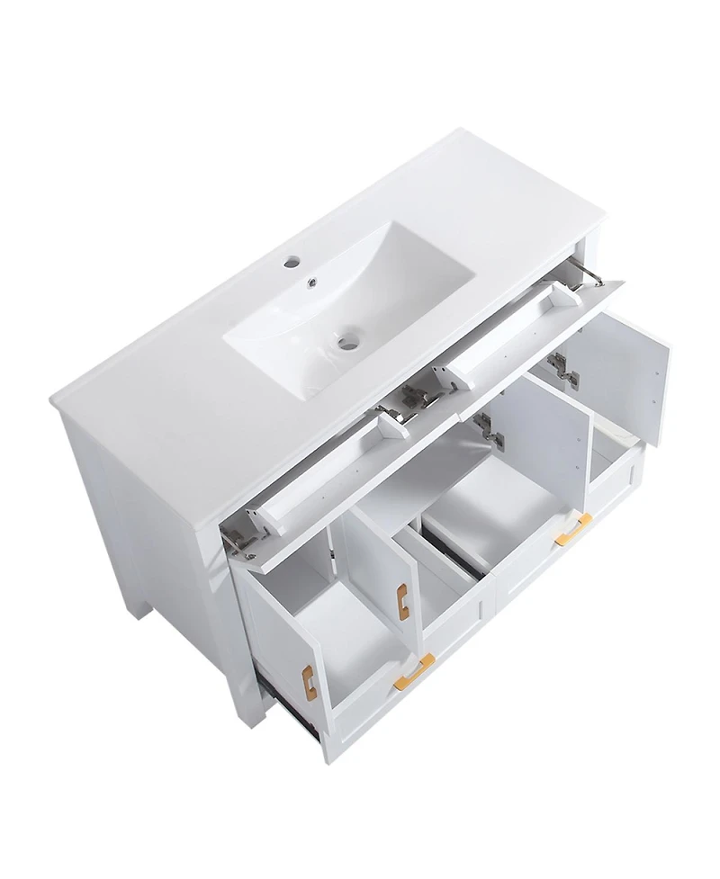 Sillysis 48" Transitional Bathroom Vanity with Ceramic Sink, Soft Close Doors, Mdf Cabinet, Elegant Storage Space for Modern Homes