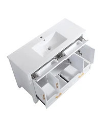 Sillysis 48" Transitional Bathroom Vanity with Ceramic Sink, Soft Close Doors, Mdf Cabinet, Elegant Storage Space for Modern Homes