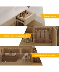 Busdays 31.5 Inches Floating Single Small Bathroom Vanity with Sink