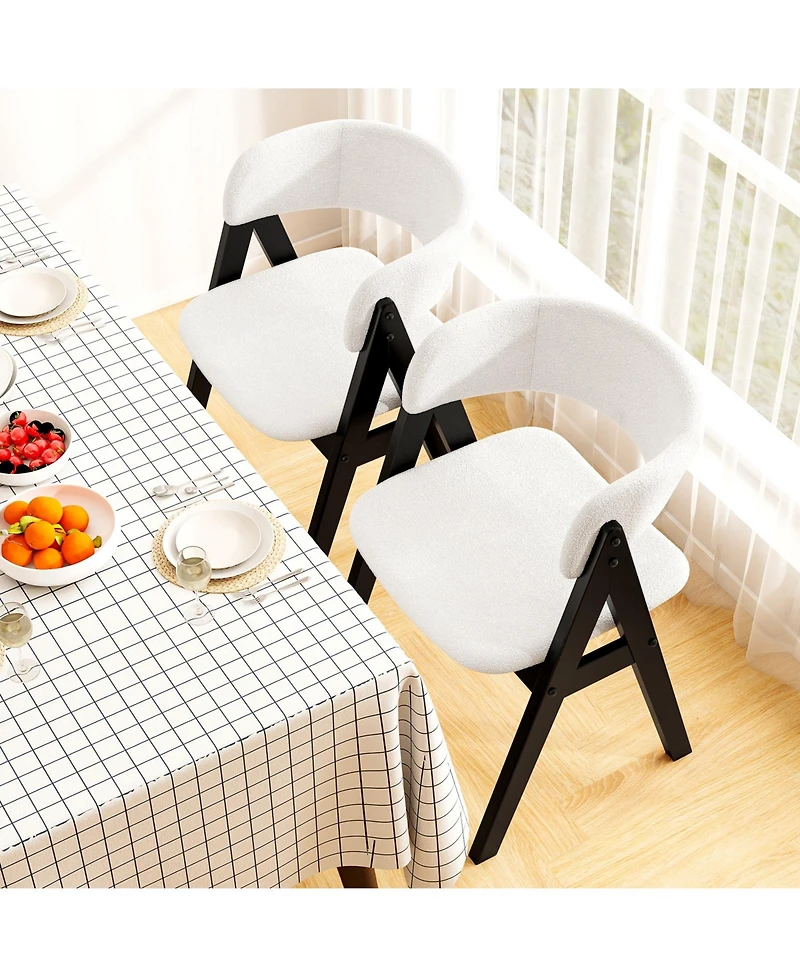 Sugift Mid Century Modern Upholstered Dining Chairs Set of Two