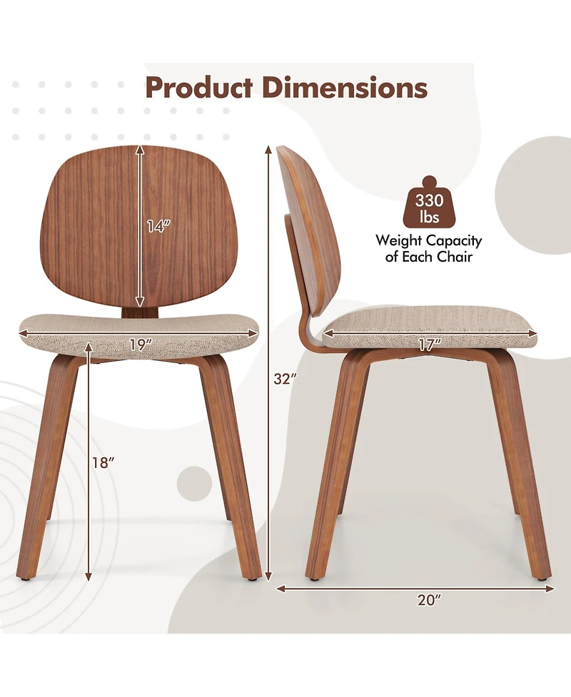 Sugift Bentwood Dining Chairs Set of Two with Padded Seats