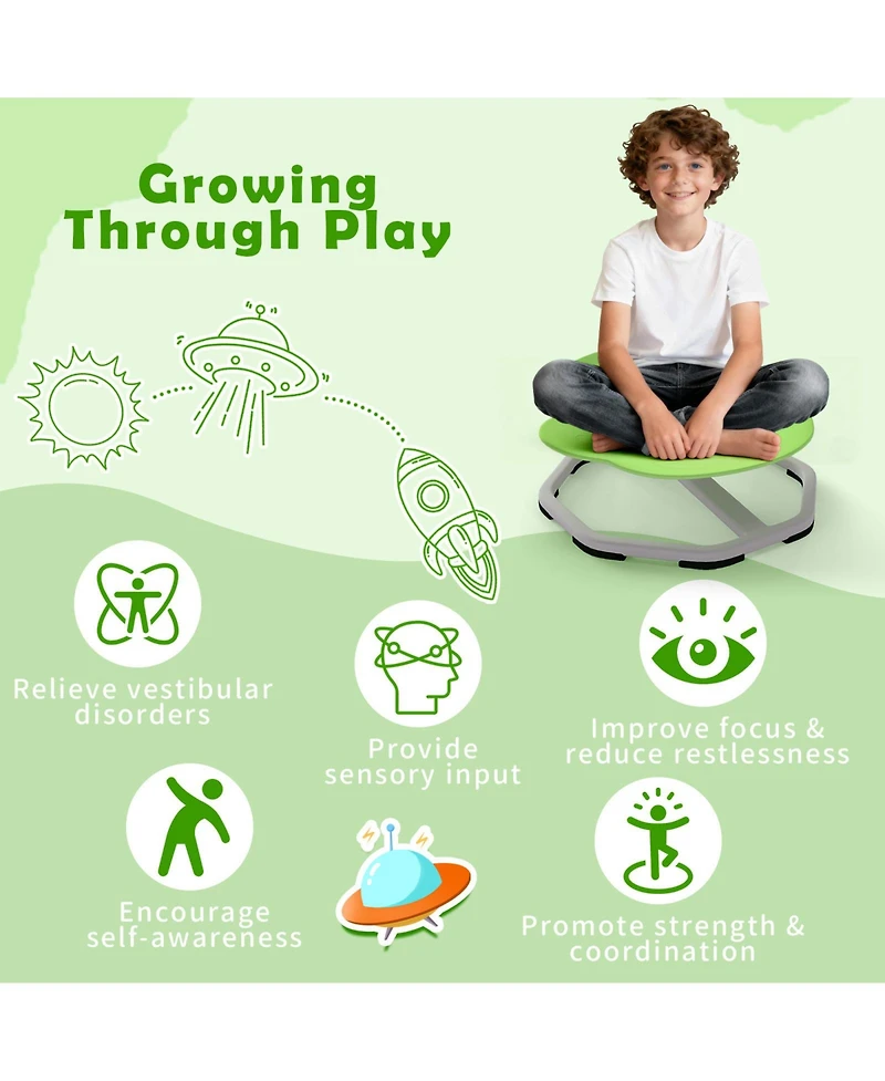 Sugift Kids Sensory Swivel Chair with 360 Degree Spinning Base