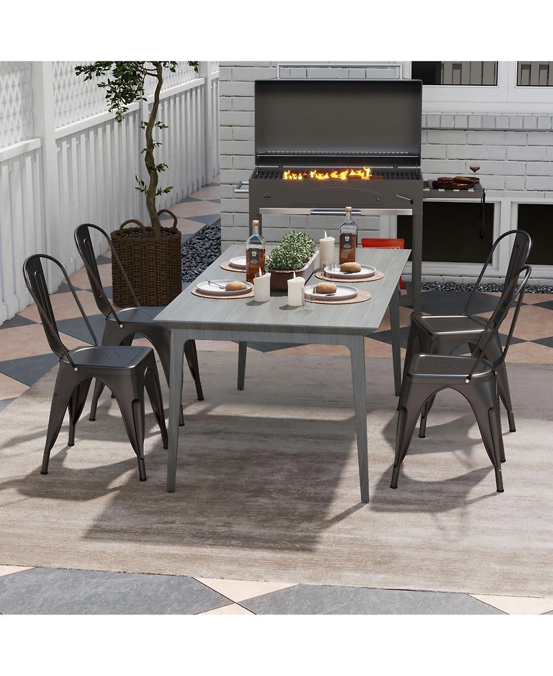 Sugift Metal Dining Chairs Set of Four with Removable Backrest
