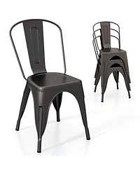 Sugift Metal Dining Chairs Set of Four with Removable Backrest