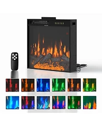 Famapy 23.6 Inch Embedded Electric Fireplace crystal | 12 color flame | 5 brightness levels | high and low heat+constant temperature