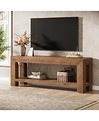 Tribesigns Solid Wood Tv Stand for Tvs up to 75'', 63" TV Console Entertainment Center with Open Storage Shelves