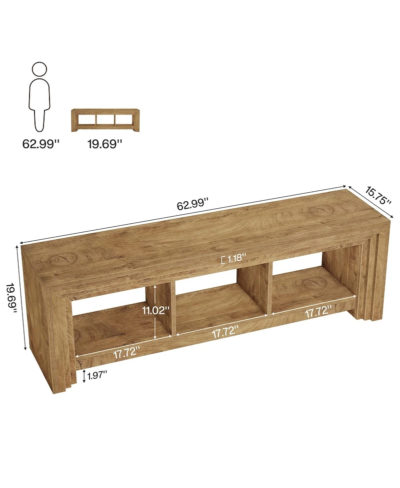 Tribesigns 63" Tv Stand for TVs Up to 75 Inches, Farmhouse Entertainment Center with Open Storage, Media Console