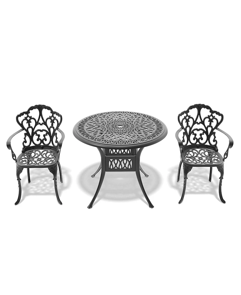 Clihome Bistro Table Set, 3-Piece Cast Aluminum Outdoor Furniture Set