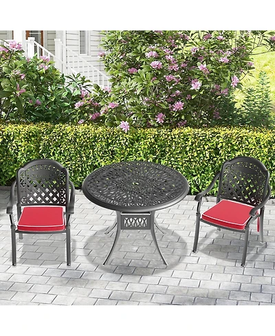 Clihome 3-Piece Bistro Table Set Cast Aluminum Patio Furniture with Cushions