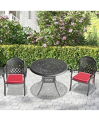 Clihome 3-Piece Bistro Table Set Cast Aluminum Patio Furniture with Cushions