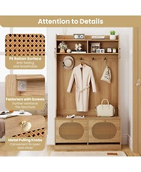 Sugift Four in One Hall Tree with Coat Rack and Storage Drawers