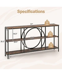 Sugift Three Tier Console Table with Faux Marble Top and Shelves