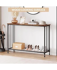 gaomon 2-Tier Industrial Console Table with Shelves, Narrow Sofa Table for Entryway, Foyer, Bedroom, Living Room, Retro, 41.3"x11.8"x31.8