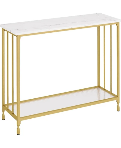 gaomon Industrial Console Table, Behind Couch Table with Glass Shelf, Narrow Metal Frame Hallway Table, Entryway, Living, Bedroom