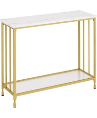 gaomon Industrial Console Table, Behind Couch Table with Glass Shelf, Narrow Metal Frame Hallway Table, Entryway, Living, Bedroom