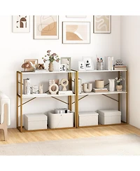 Sugift Two Tier Entryway Console Table with Wood Shelves and Frame