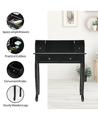 Sugift Writing Desk Vanity Computer Desk with Two Tier and Drawers