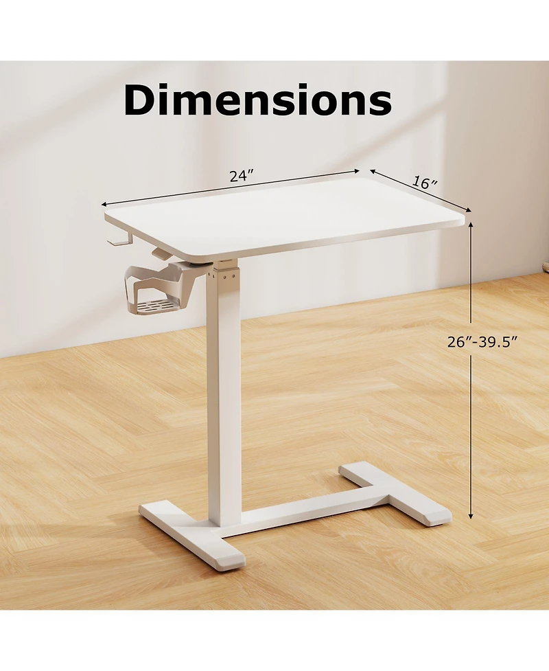 Sugift Height Adjustable Mobile Standing Desk Overbed Table