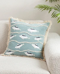Saro Lifestyle Embroidered Fish Decorative Pillow, 18" x 18"