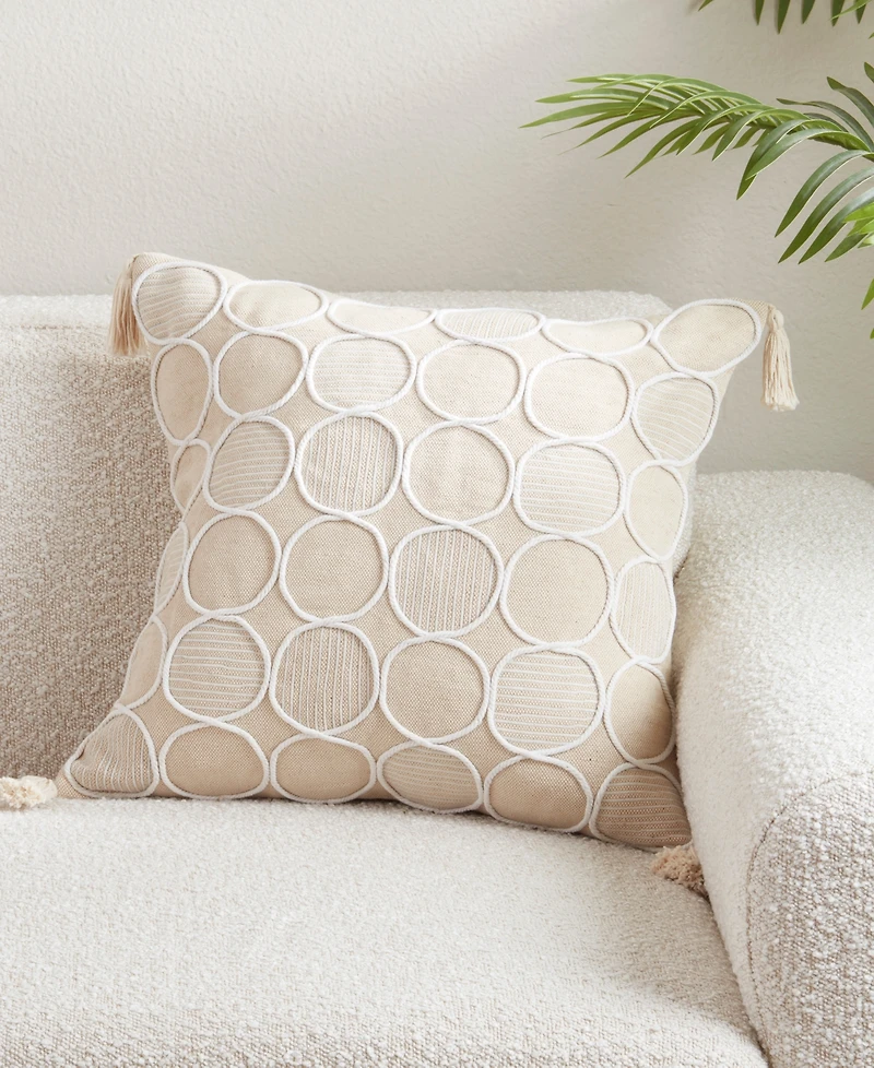 Saro Lifestyle Circle Stitch Decorative Pillow, 18" x 18"