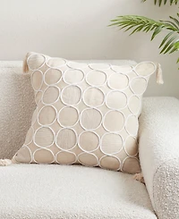 Saro Lifestyle Circle Stitch Decorative Pillow, 18" x 18"