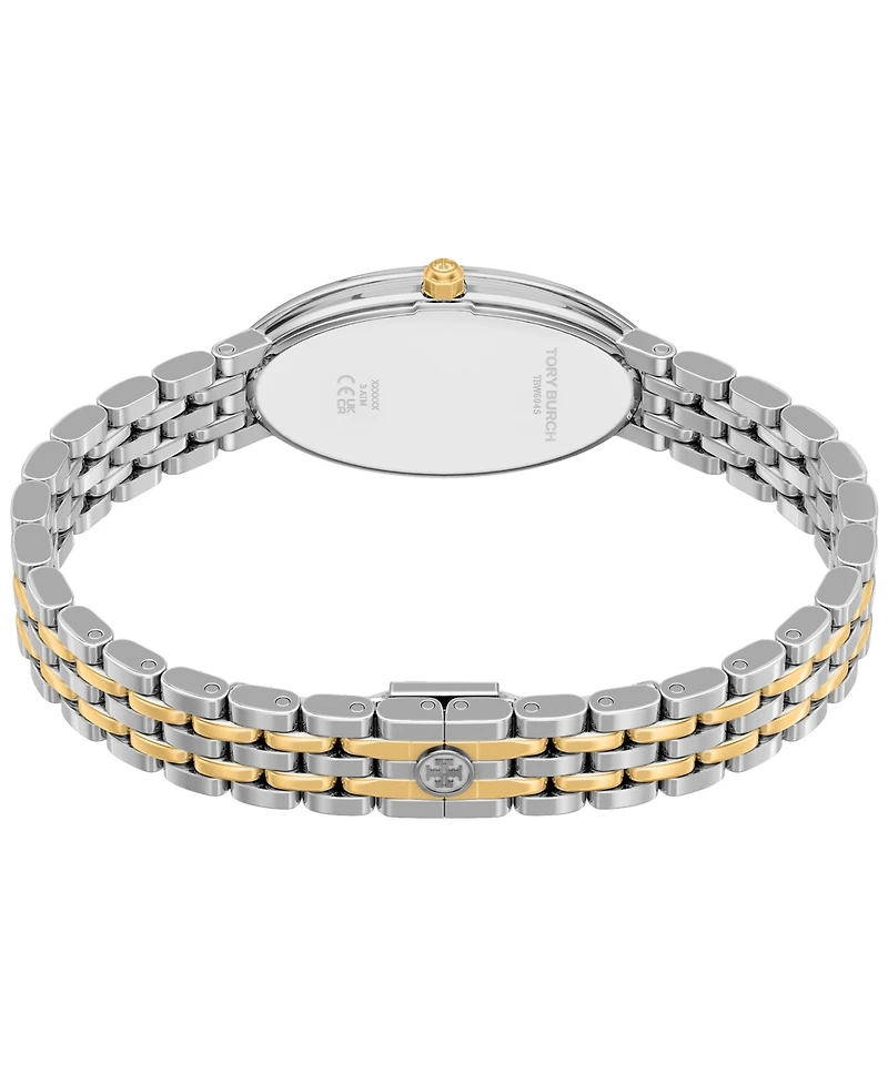 Tory Burch Women's The Oval Elongated Quartz Two-Hand Two-Tone Stainless Steel Watch, 22mm