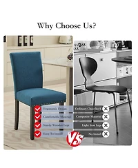 gaomon Set of 4 Linen Upholstered Parsons Dining Chairs with Nailhead Trim, Kitchen and Dining Room Seating