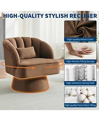 gaomon Swivel Barrel Chair, Velvet Upholstered Modern Armchair with Striped Backrest and Plush Padding, Round Lounge Chair for Living Room and Bedroom