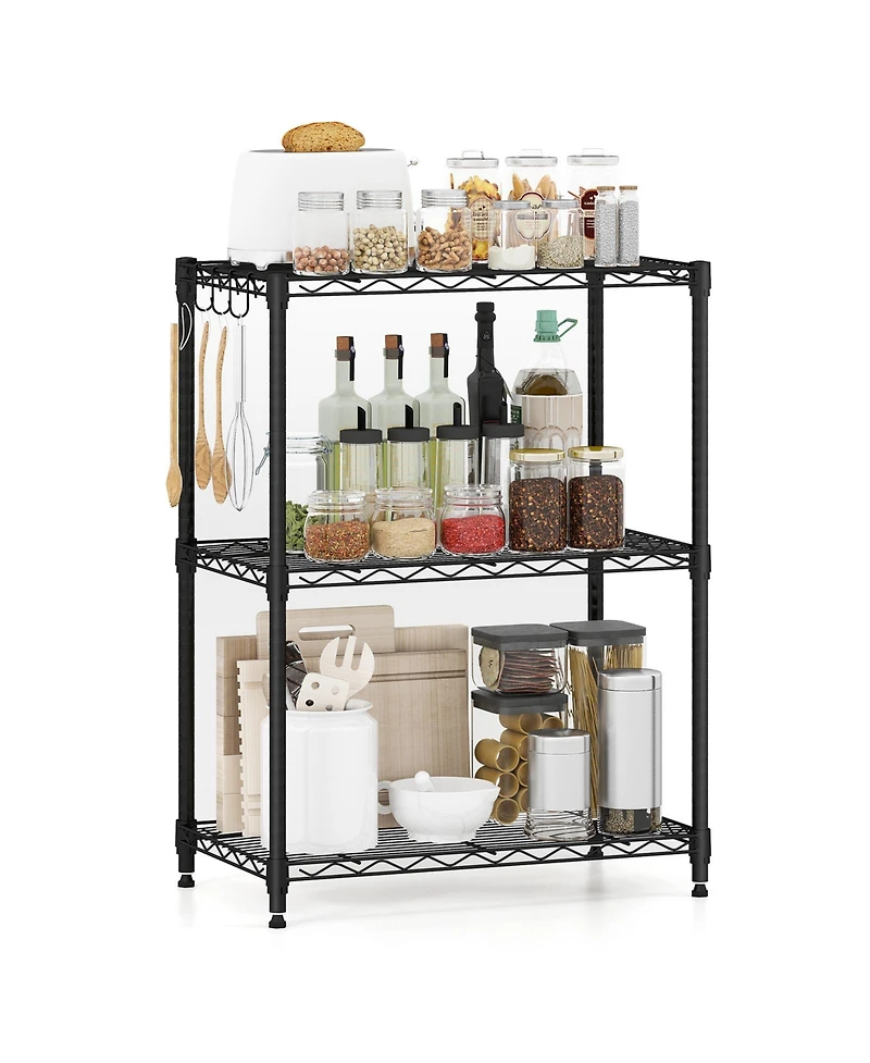 Sugift 3-Tier Metal Storage Shelving Unit with V-Shaped Wire Rack and 450 Lbs Capacity