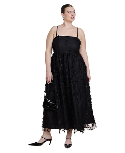 Eloquii Women's Plus Floral Applique Dress