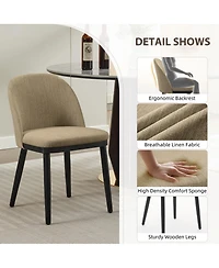 gaomon Modern Fabric Upholstered Wooden Dining Chairs Set with High Back and Deep Seat for Kitchen and Dining Room