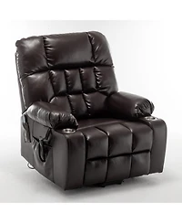 Boyel Living Leather Lift Recliner with Heat and Massage Lift Sofa Chair with 2 Pockets, 2 Cup Holder, 2 Remote