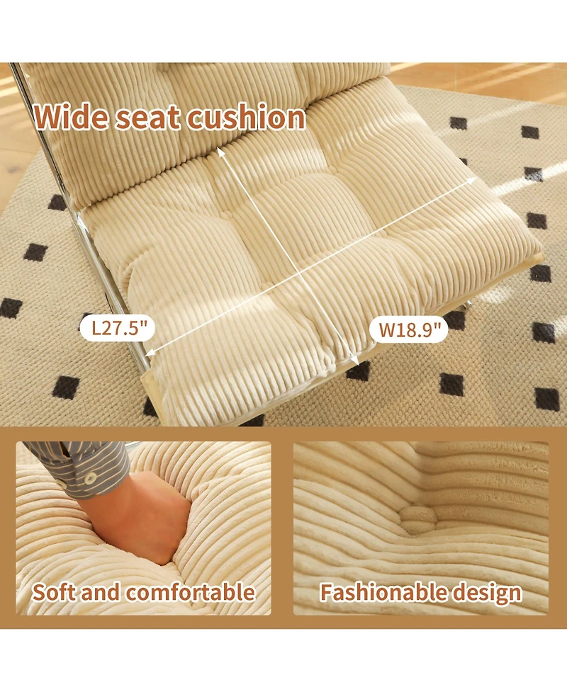 Rainsken Modern Accent Chair, Upholstered Reading Chair with Metal Chrome Frame, Comfy Living Room Chair for Home Office, Bedroom