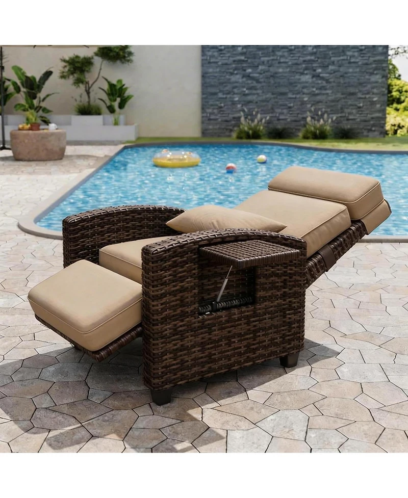 gaomon Outdoor Recliner Chair, Patio Reclining Chairs with Adjustable Backrest and Footrest